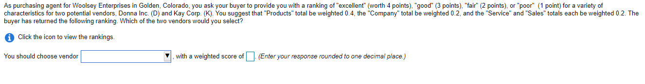 As purchasing agent for Woolsey Enterprises in