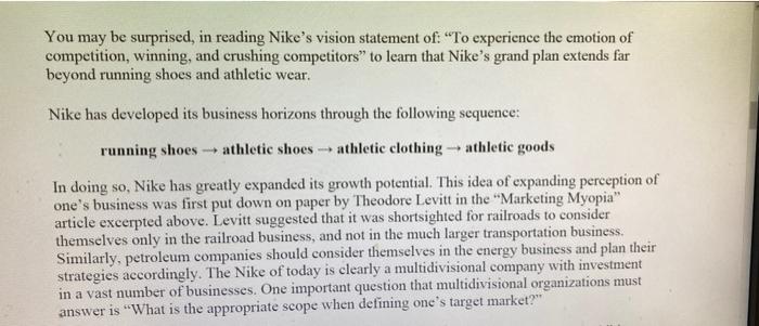 You may be surprised, in reading Nike's vision