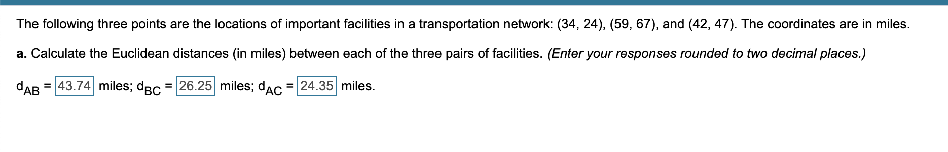 The following three points are the locations of