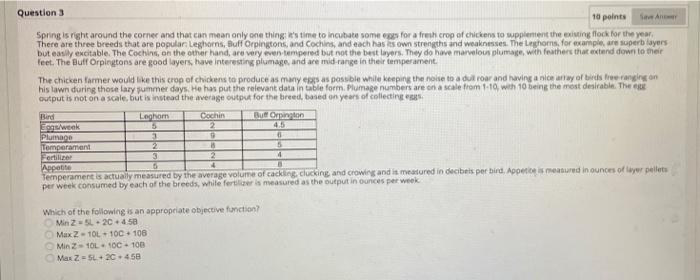Question 3 10 points SA Spring is right around