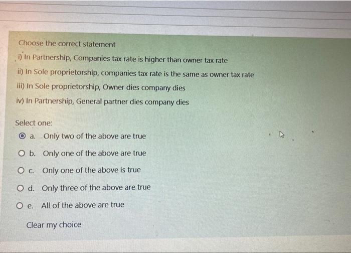 Choose the correct statement ) In Partnership,