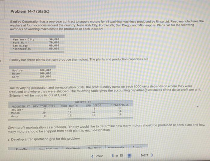 hwlp please Problem 14-7 (Static) Bindley