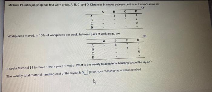 Michael Plumb's job shop has four work areas, A,