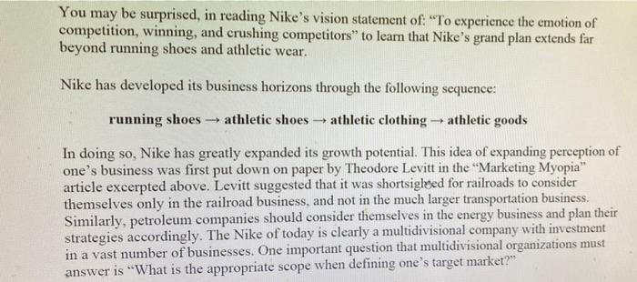 You may be surprised, in reading Nike's vision