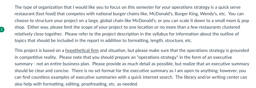 PROJECT: To give students an opportunity to