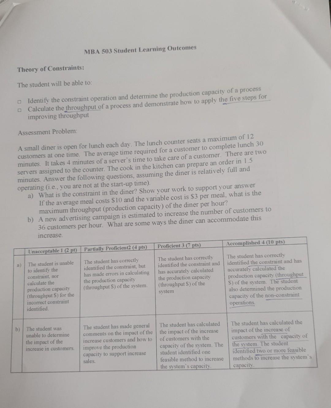 Please answer the questions. MBA 503 Student