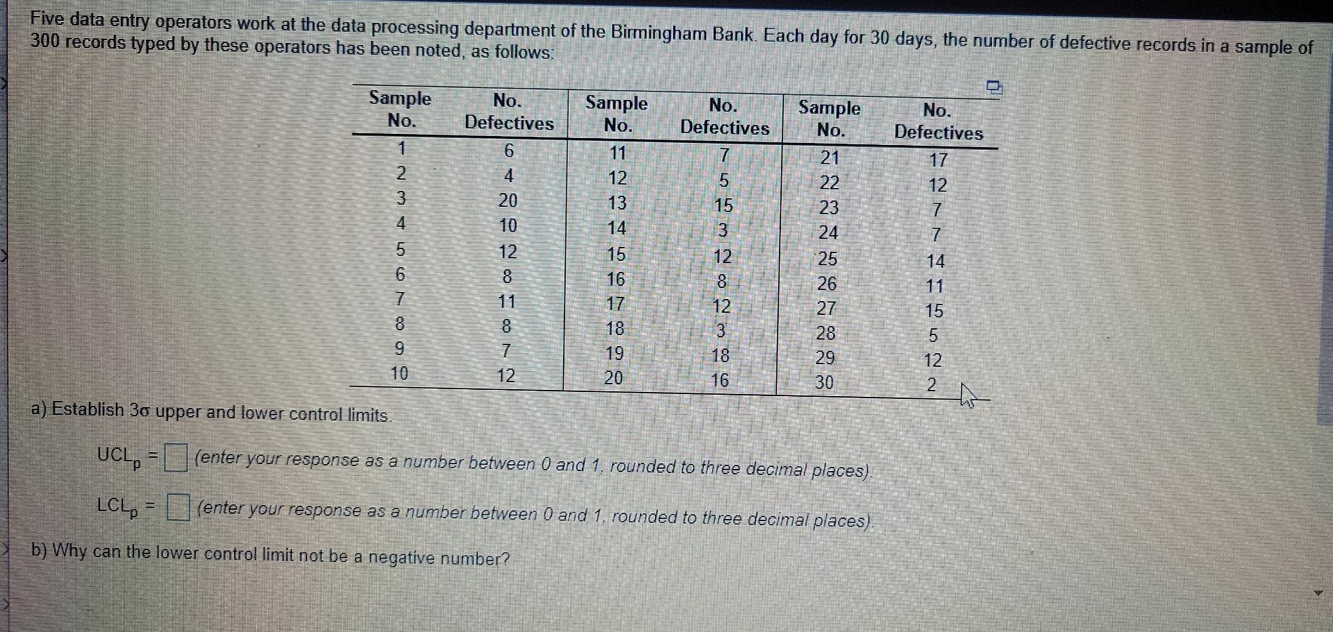 Five data entry operators work at the data