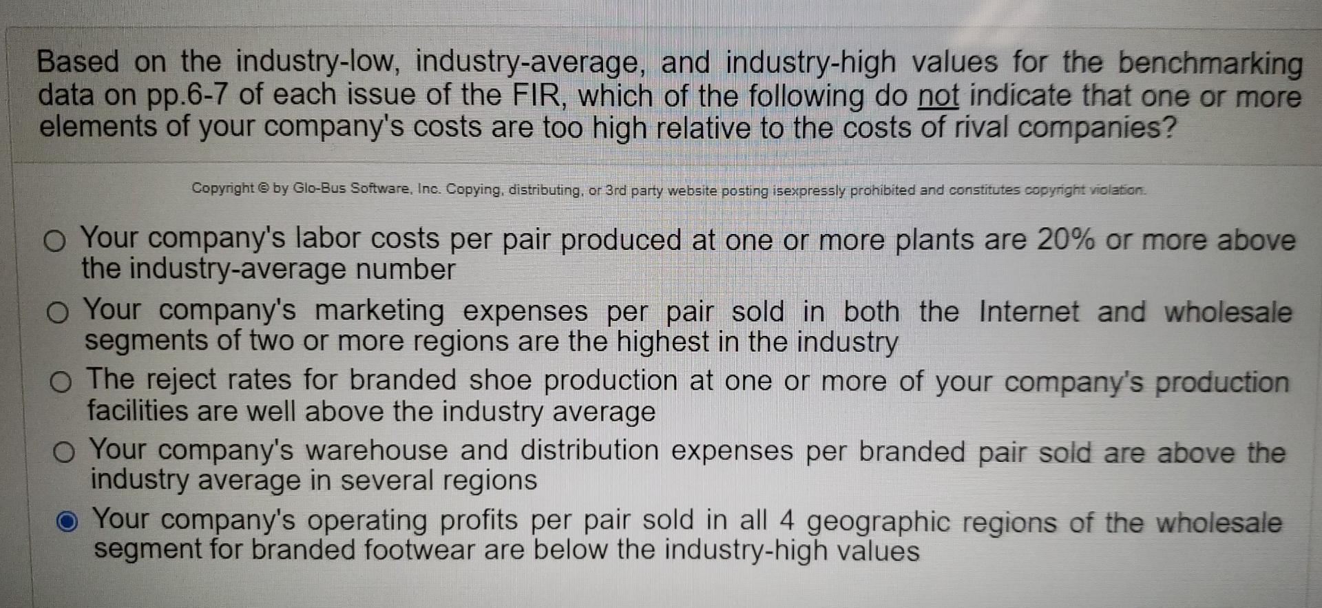Based on the industry-low, industry-average, and