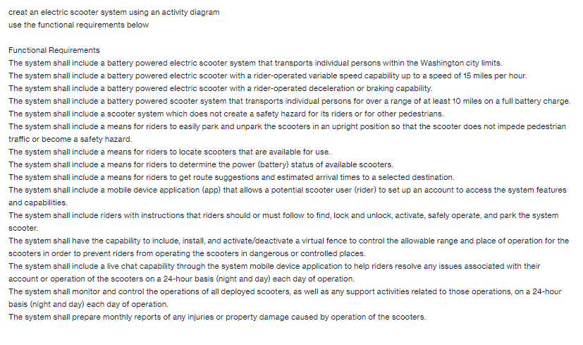 creat an electric scooter system using an