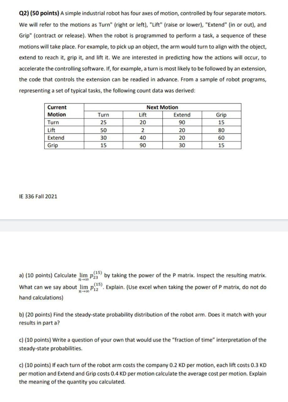 Q2) (50 points) A simple industrial robot has