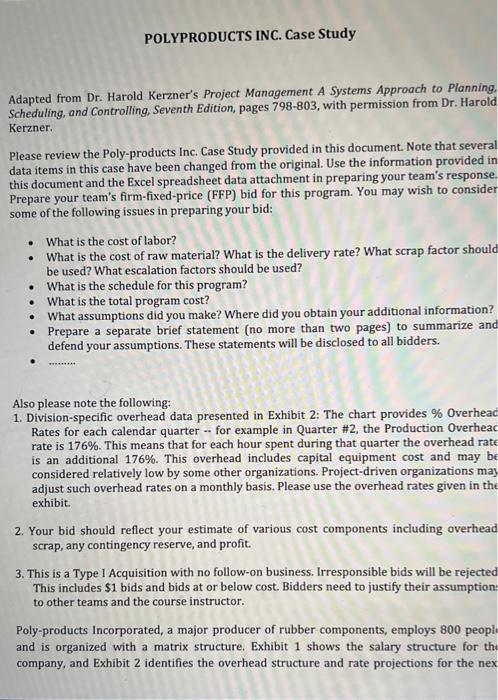 polyproduct inc case study. dr harold kernzer 7th