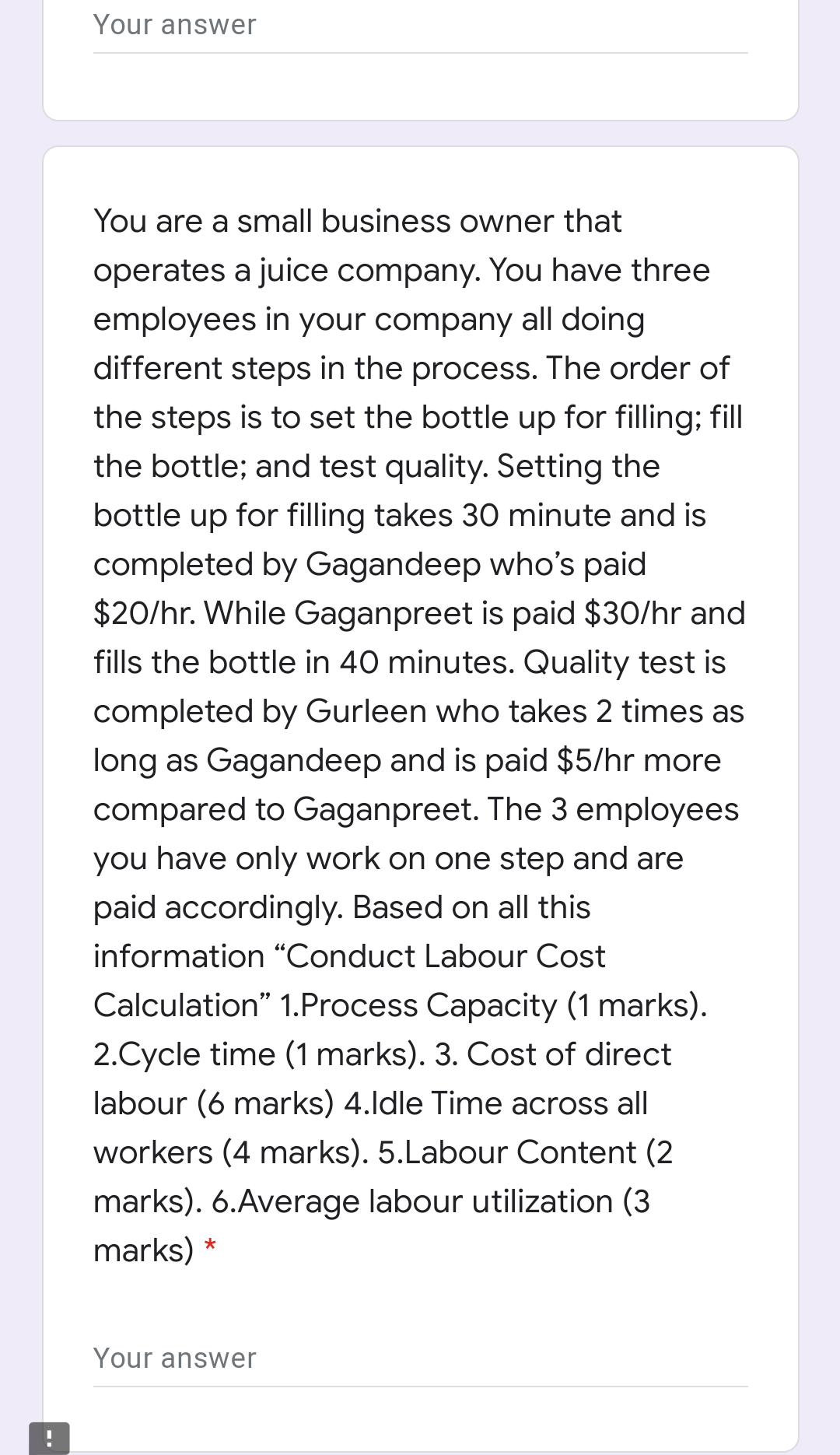 soon please Your answer You are a small business