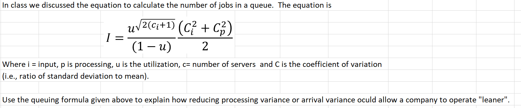 In class we discussed the equation to calculate