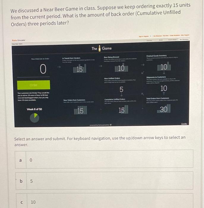 We discussed a Near Beer Game in class. Suppose