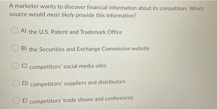 A marketer wants to discover financial