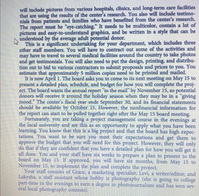 determine the total cost for the project? A