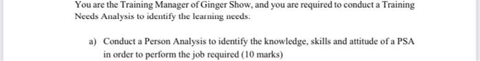 Question 3: (20 marks) Ginger Show is a lifestyle