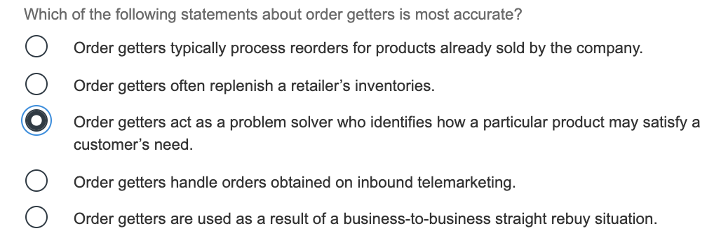 Which of the following statements about order