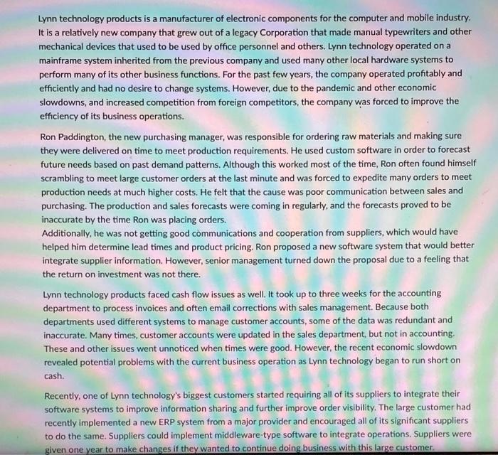 If the company goes the ERP route, describe some