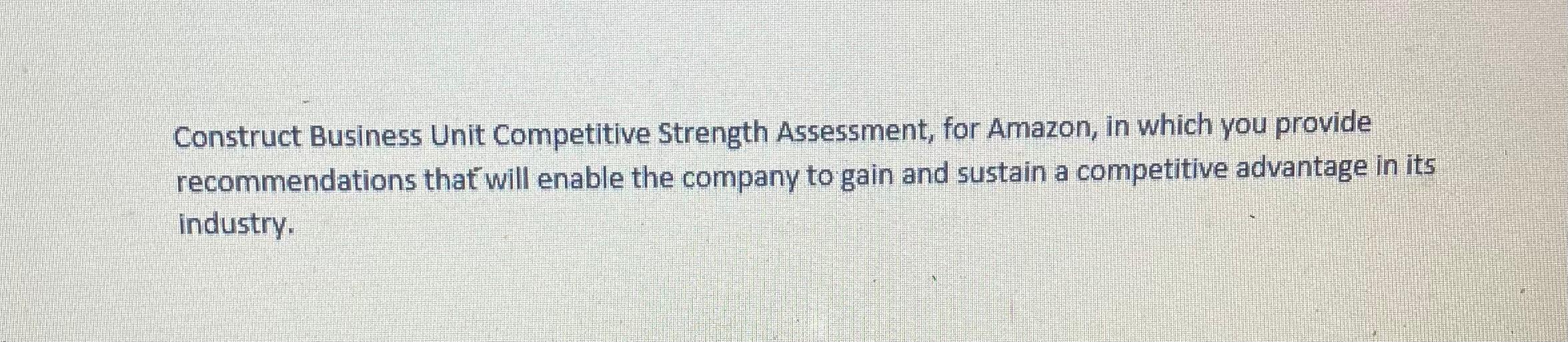 Construct Business Unit Competitive Strength
