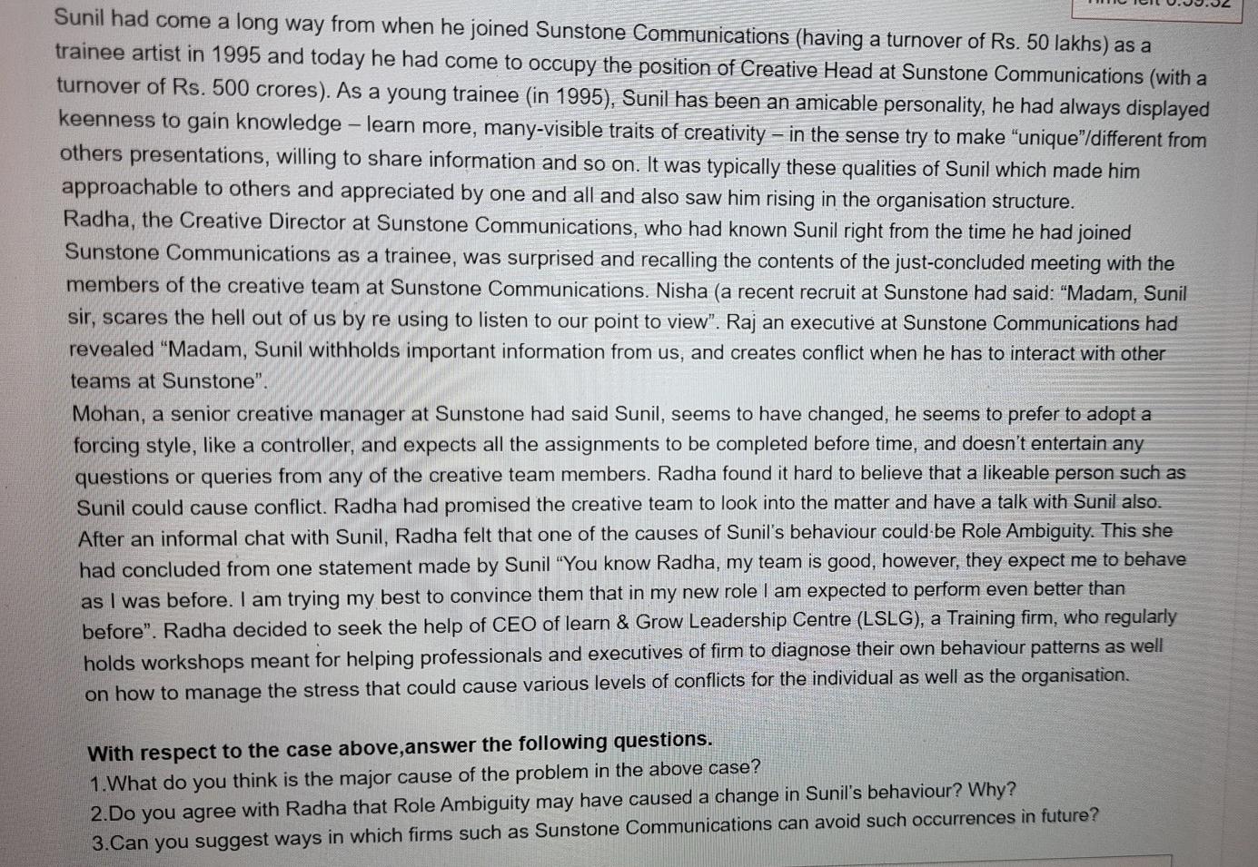 Sunil had come a long way from when he joined