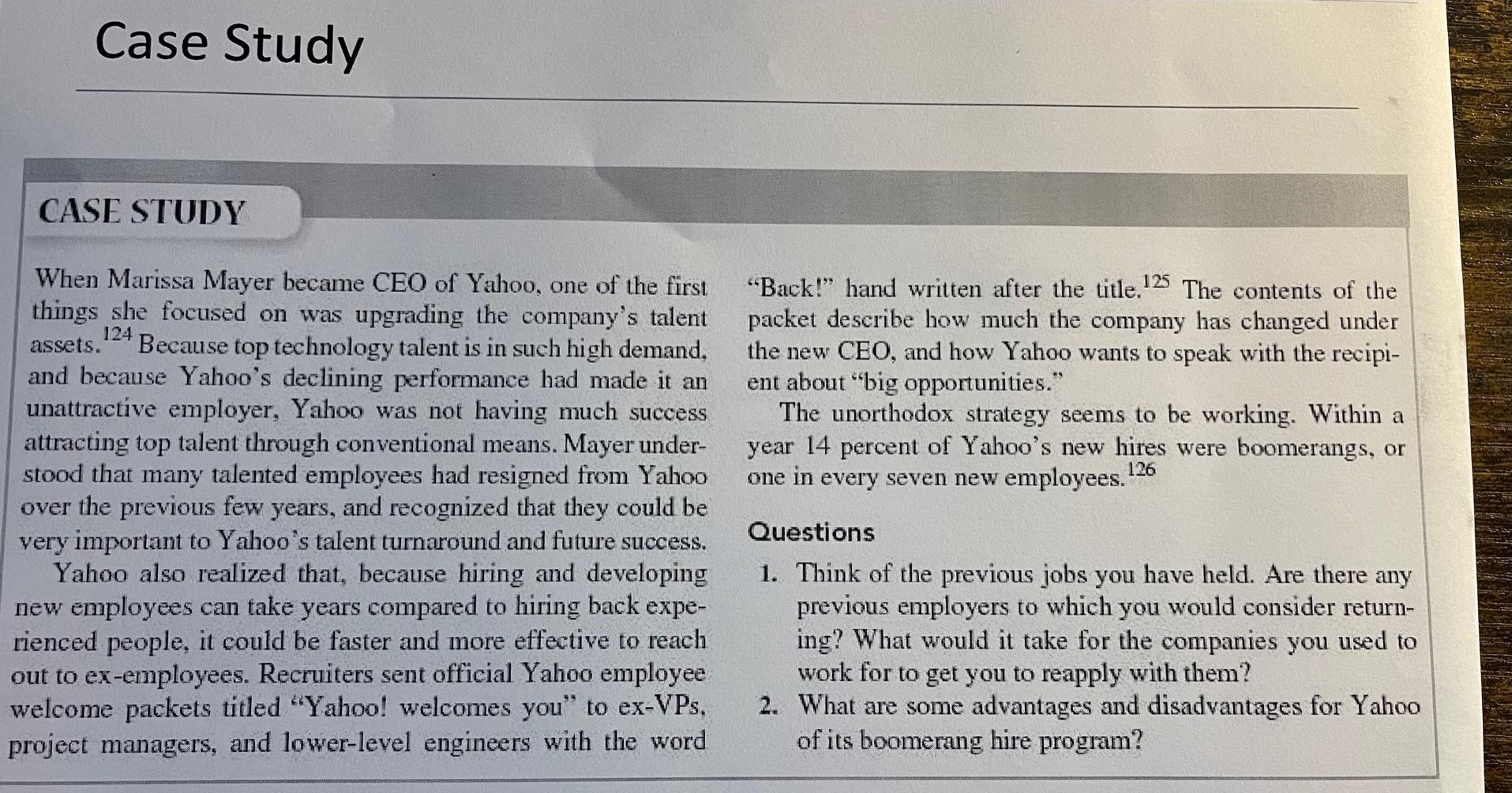 Case Study CASE STUDY 124 assets. "Back!" hand