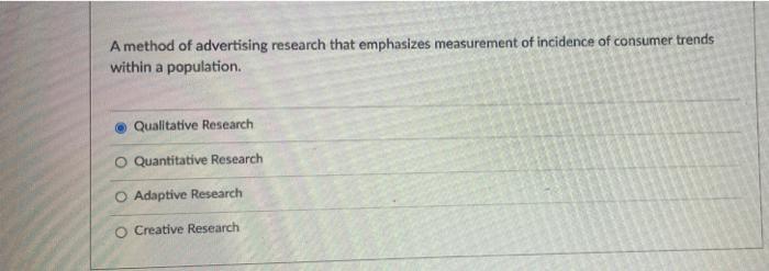 A method of advertising research that emphasizes