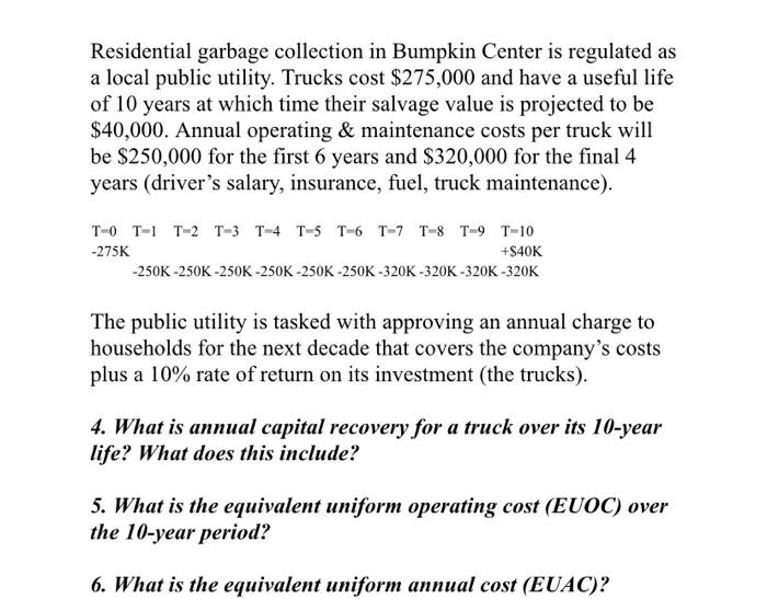 Residential garbage collection in Bumpkin Center