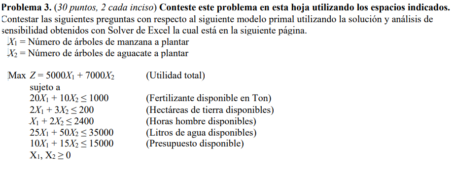 Problem 3. (30 points, 2 each part) Answer this