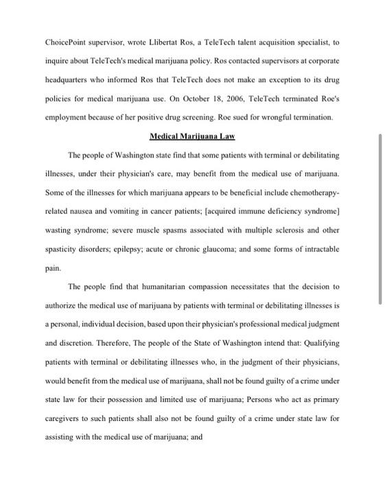 CASE STUDY #2 ROE V. TELETECH CUSTOMER CARE