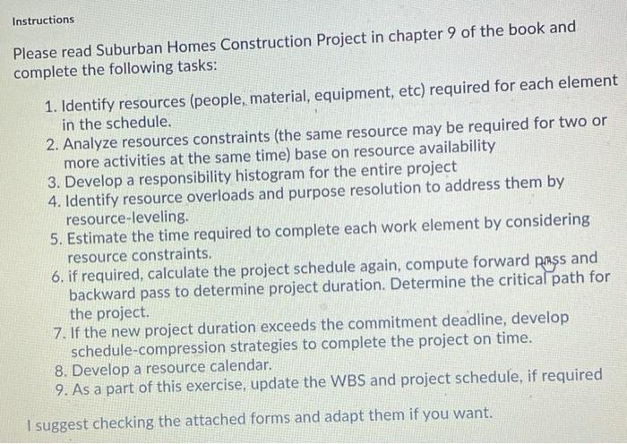 Instructions Please read Suburban Homes