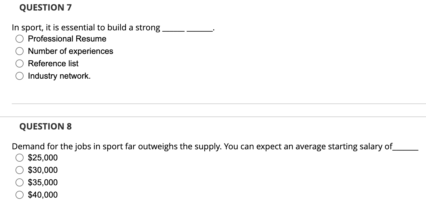 QUESTION 7 In sport, it is essential to build a