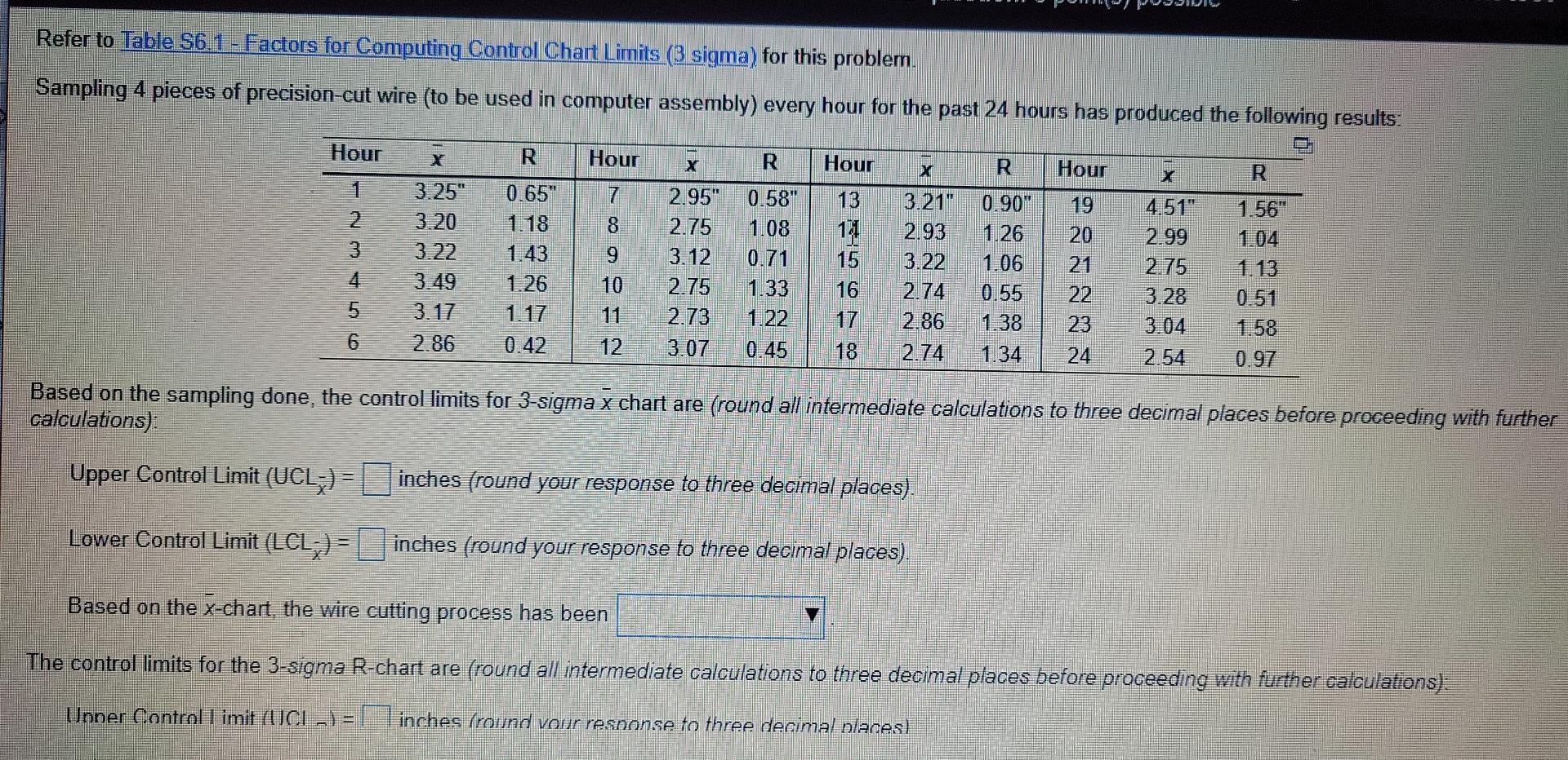 Refer to Table S6.1 - Factors for Computing