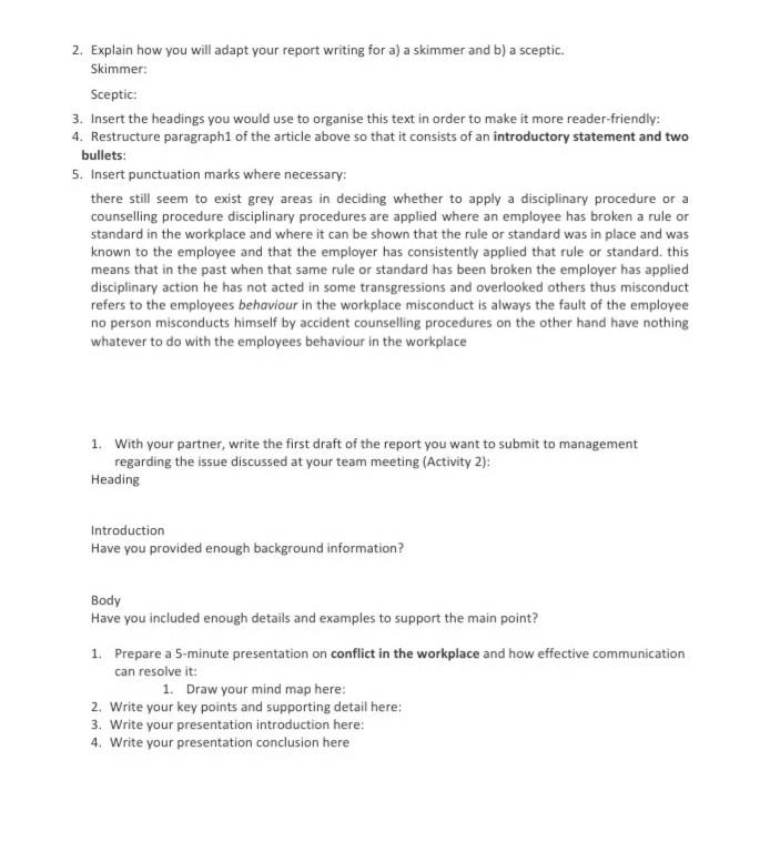 1. Similarities and differences: Write your