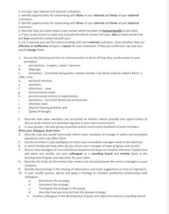 1. Similarities and differences: Write your