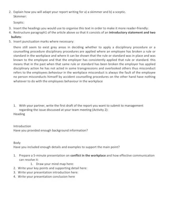 1. Similarities and differences: Write your