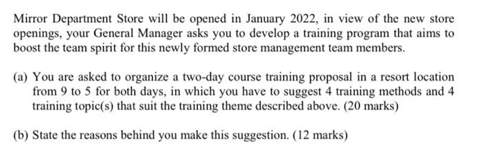 Mirror Department Store will be opened in January