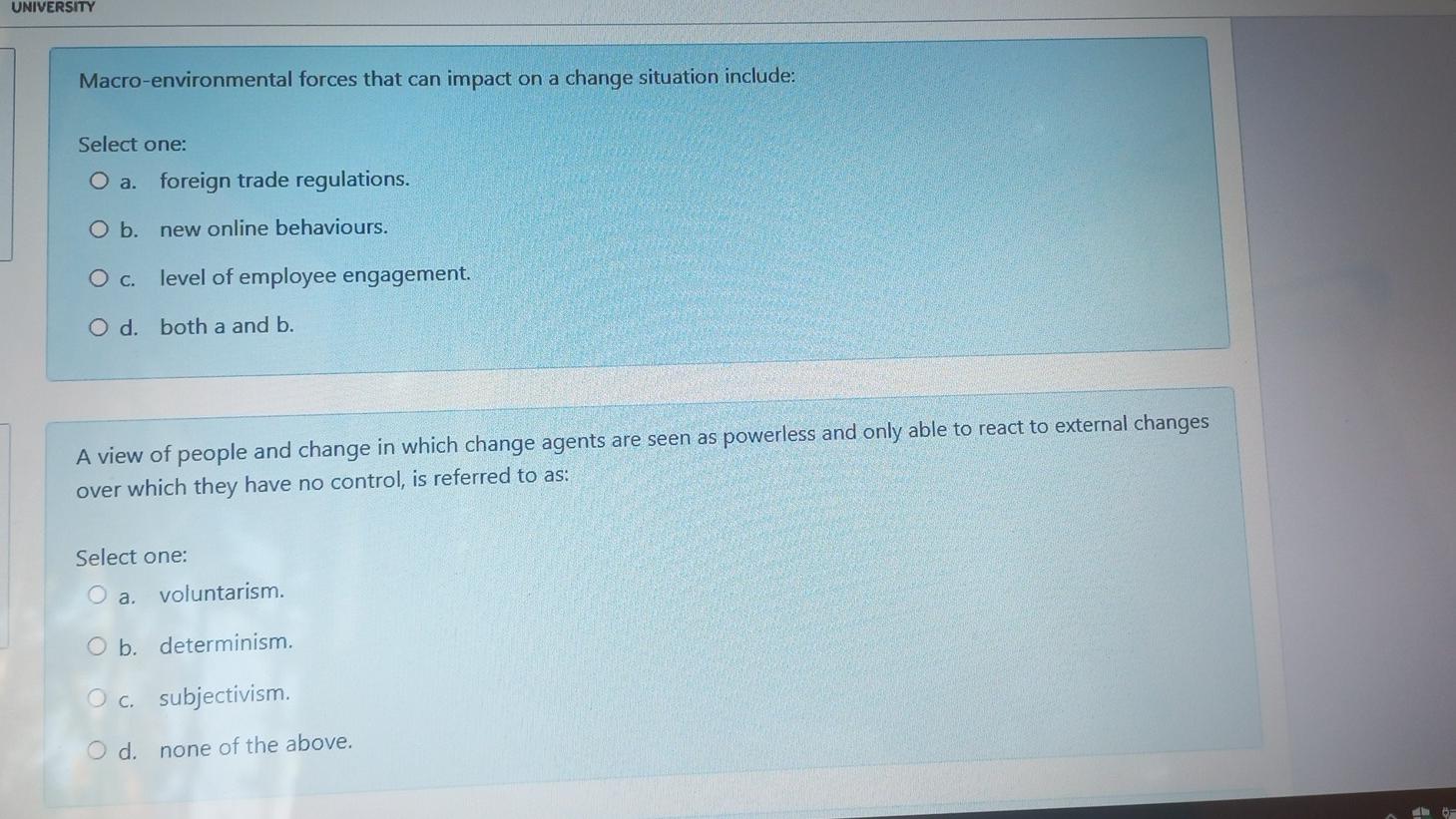 organization change management UNIVERSITY