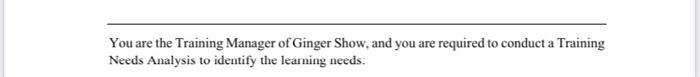 Question 3: (20 marks) Ginger Show is a lifestyle