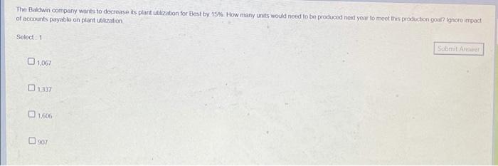 The Baldwin company wants to decrease its plant