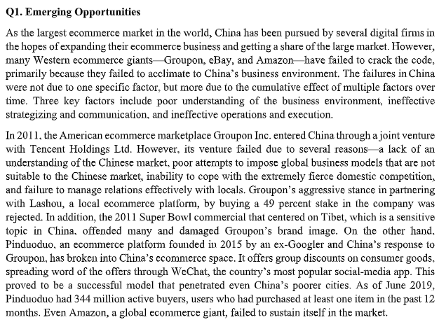 Q1. Emerging Opportunities As the largest