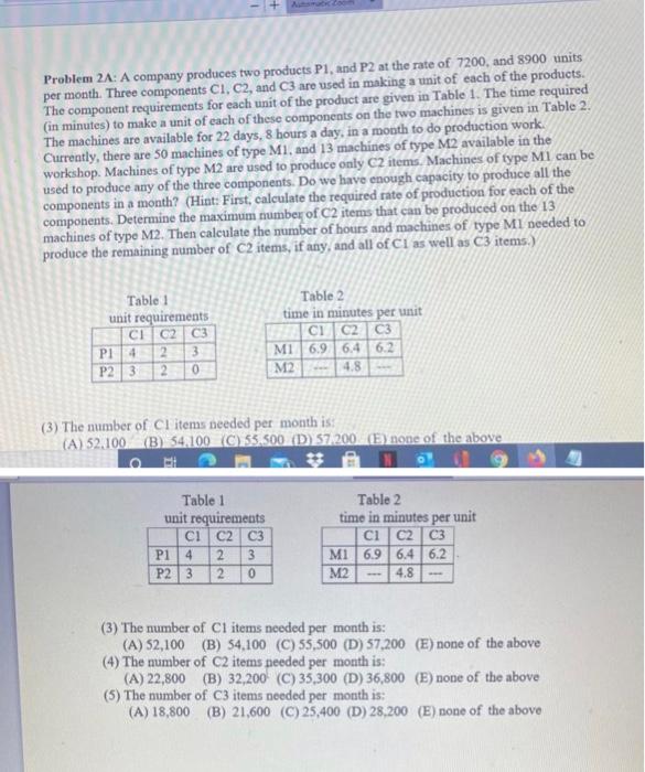 - + Problem 21: A company produces two products