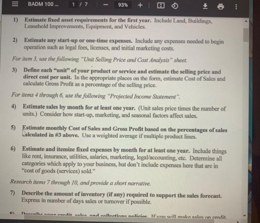 Just need help with questions 4-10 = BADM 100...