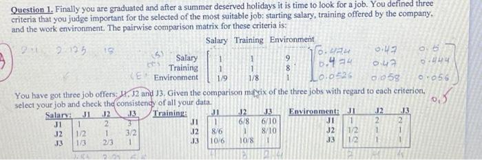 1 Question 1. Finally you are graduated and after