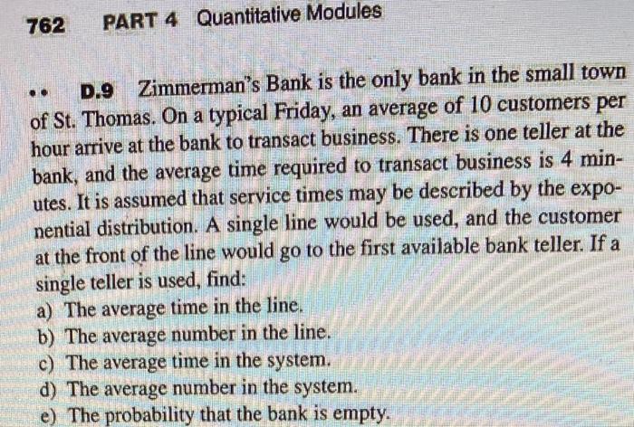 762 PART 4 Quantitative Modules . D.9 Zimmerman's