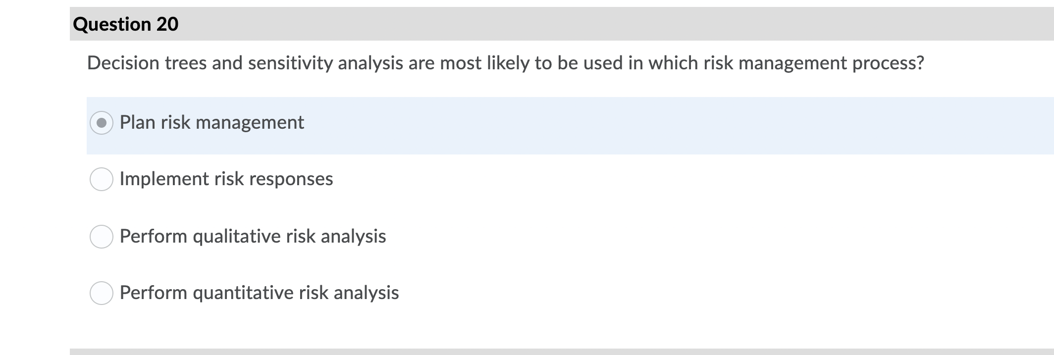Question 20 Decision trees and sensitivity