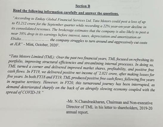 Section B Read the following information