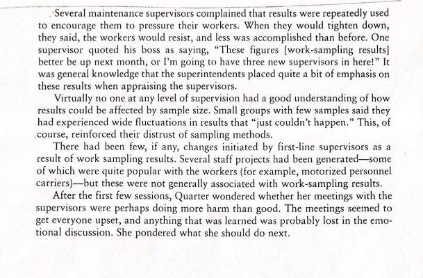 Evaluate the work-sampling program in view of the