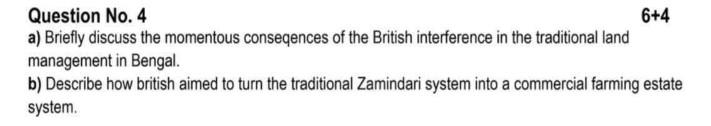 Bangladesh Studies Question No. 4 6+4 a) Briefly