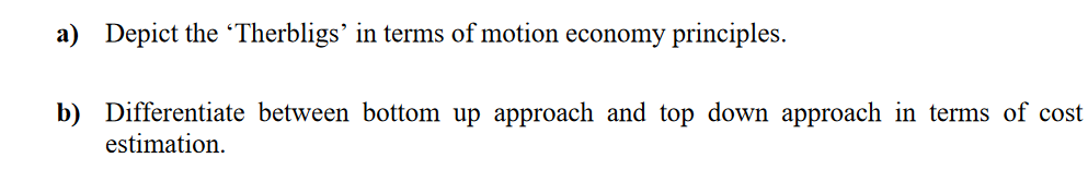 a) Depict the Therbligs in terms of motion